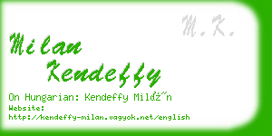 milan kendeffy business card